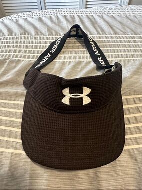 Under Armour Black Visor with White Logo Strap